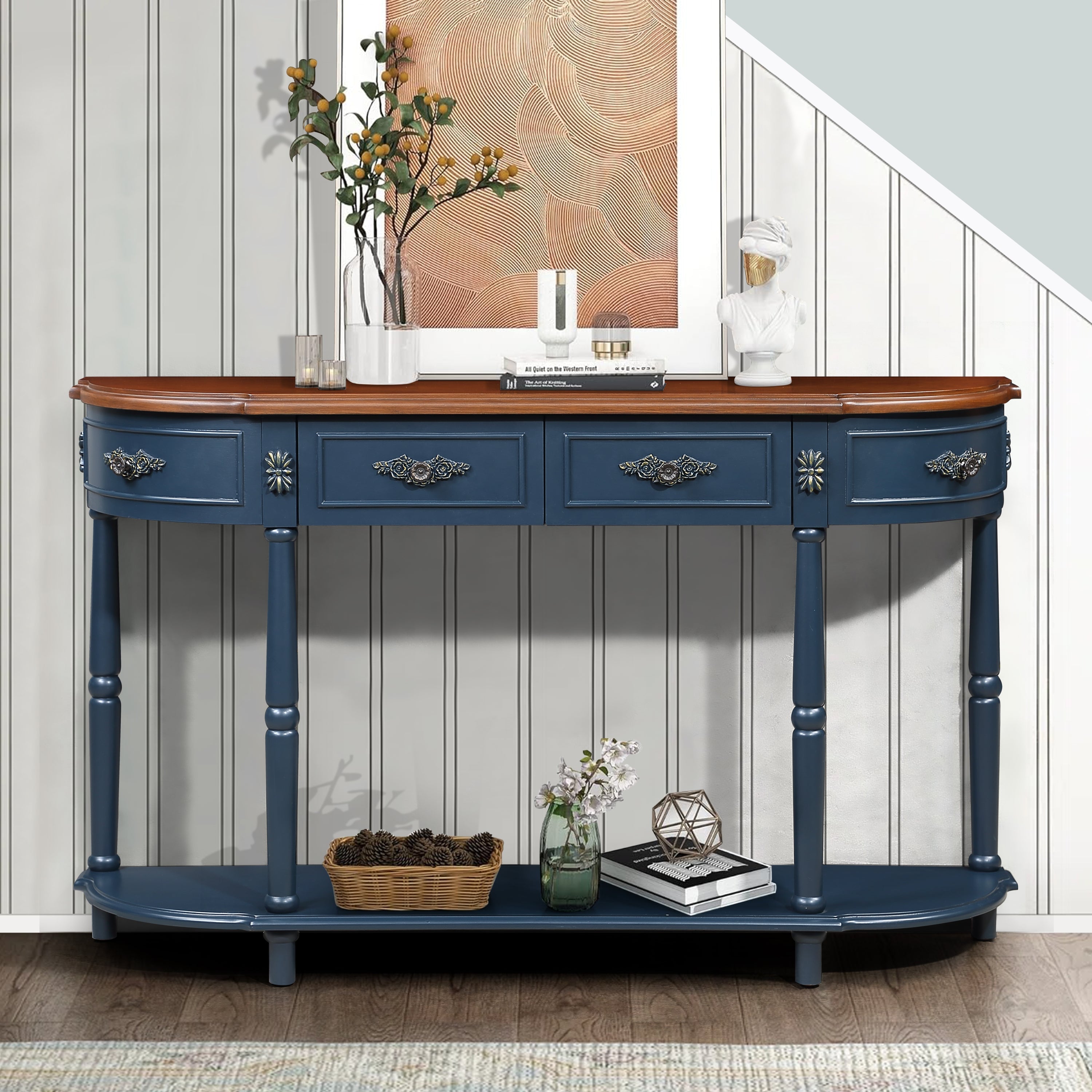 Curved Console Table with Drawers