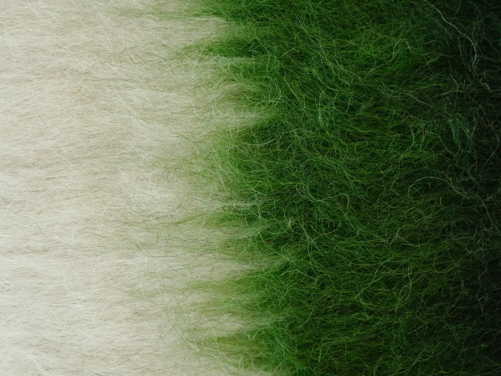 Emerald, Green & Cream Handwoven Wool Pillow – Brushed Texture