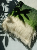 Emerald, Green & Cream Handwoven Wool Pillow – Brushed Texture