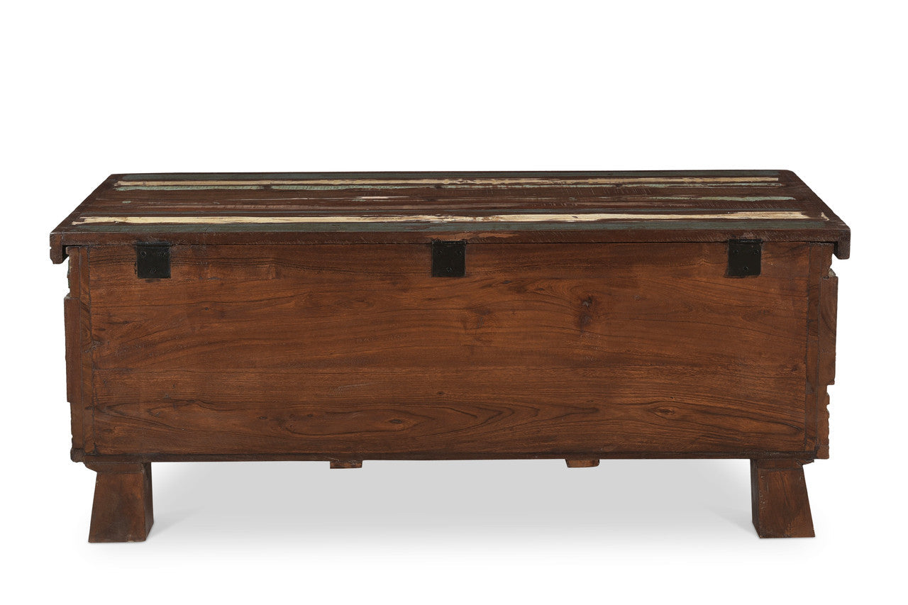 Carved Wood Trunk Coffee Table