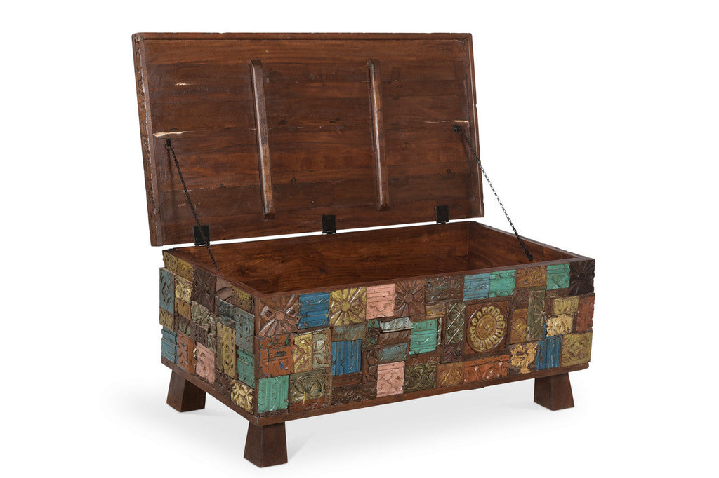 Carved Wood Trunk Coffee Table