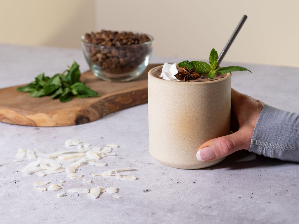 Smoothie Cup Ice White Sandy 14 oz Stoneware