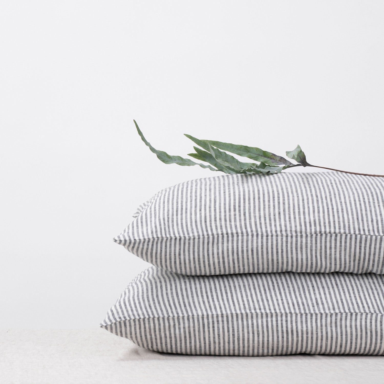 Linen Tales Thin Black Stripes Linen Pillowcase