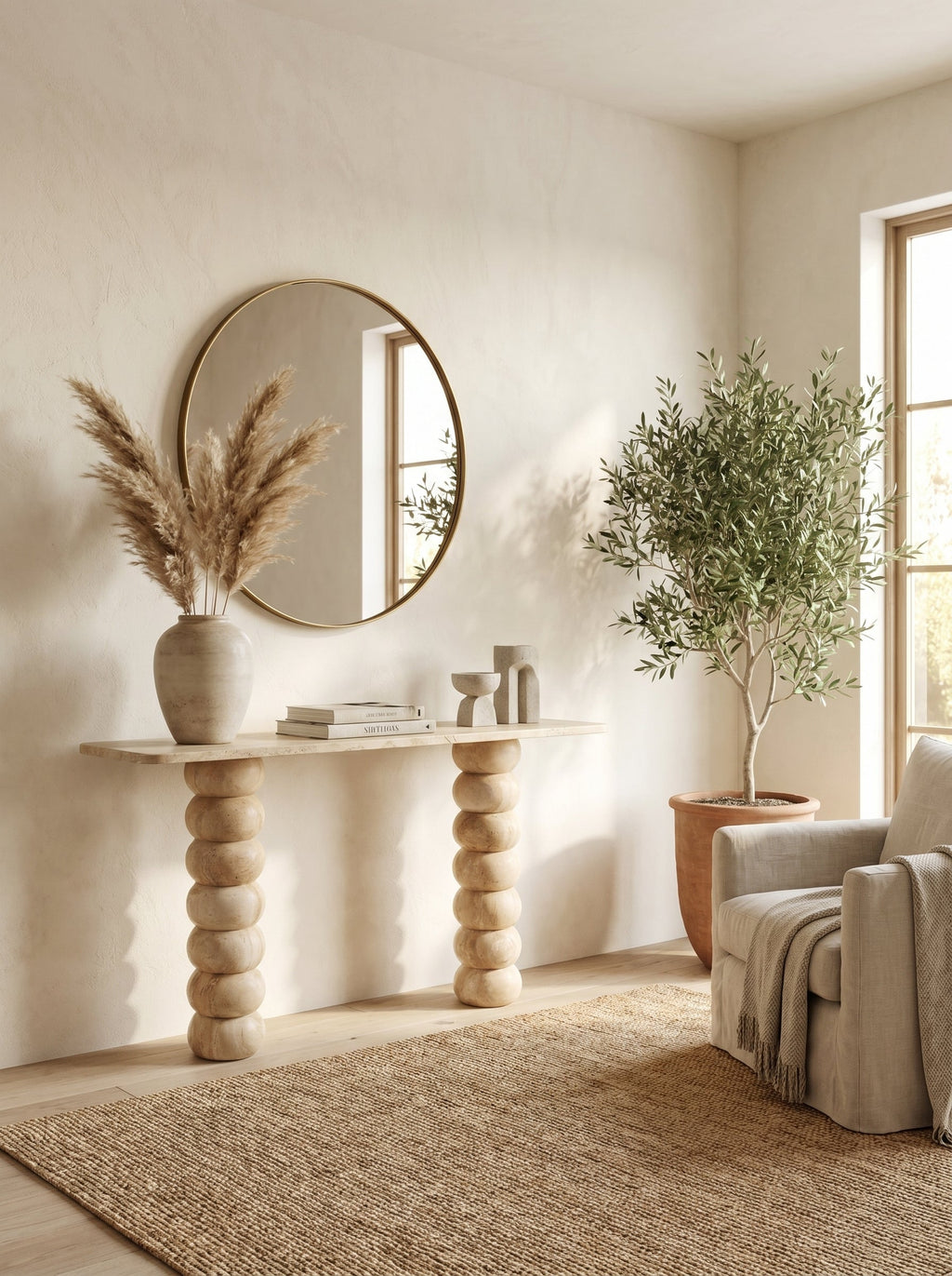 Travertine Console