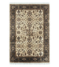 Indo Mahal Rug 6x9, Indian Floral Carpet 6 x 9, Beige and Black, Allover Design, Living Room Rug, Bedroom Rug, Traditional Rug, Vintage Rug