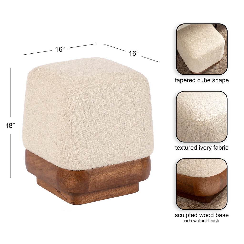 Scallop-Edge Square Ottoman