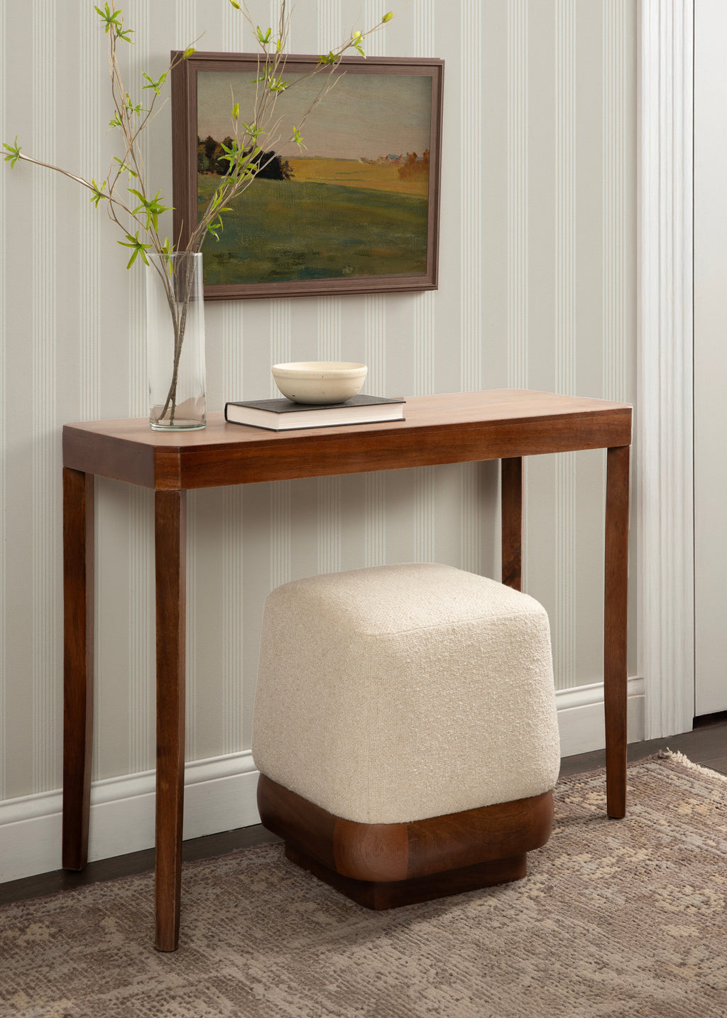Scallop-Edge Square Ottoman