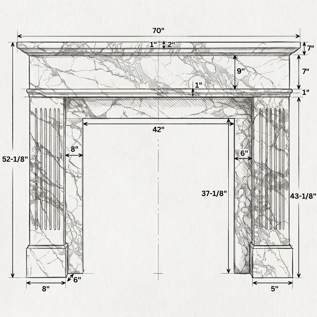 Fluted Marble Fireplace Mantel