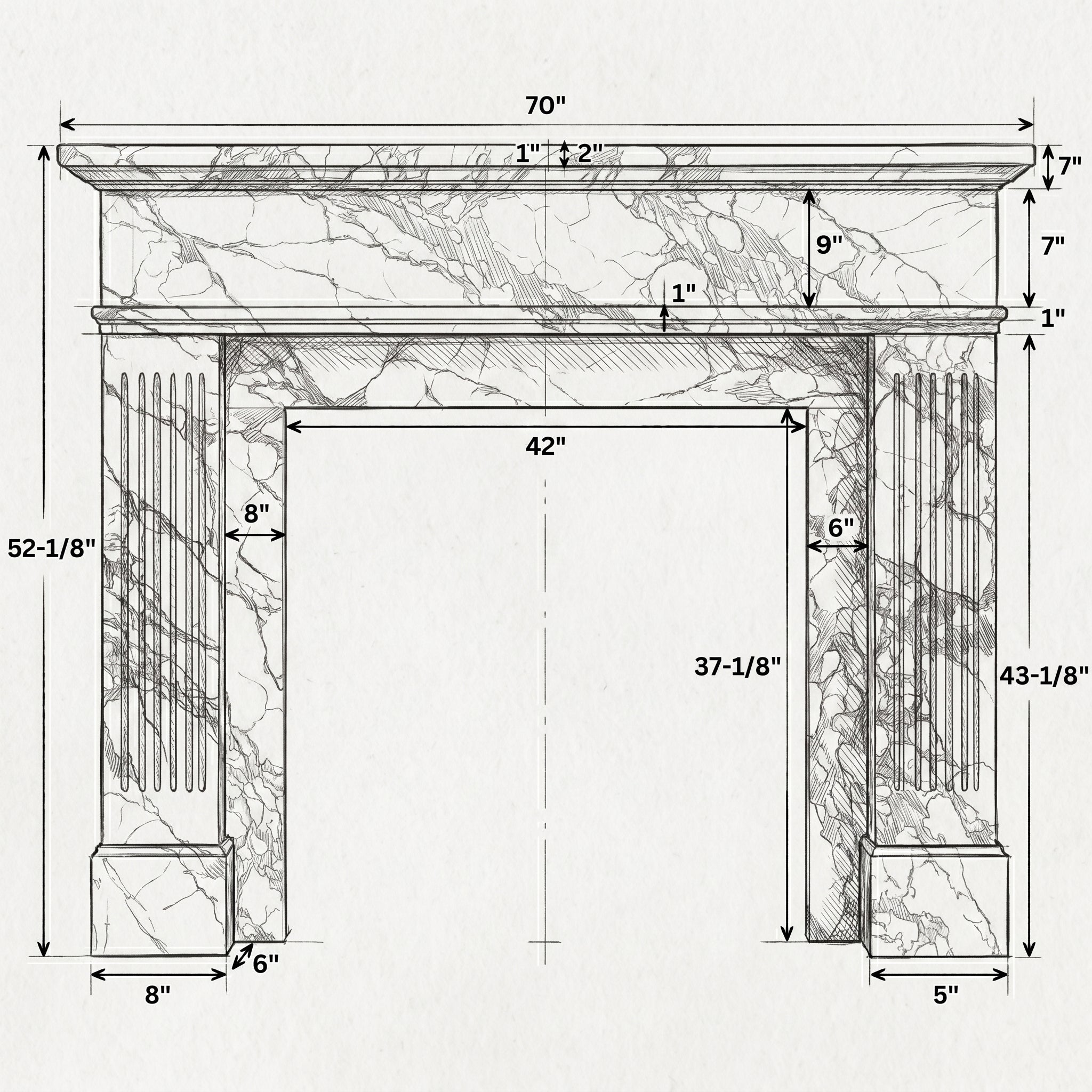 Fluted Marble Fireplace Mantel