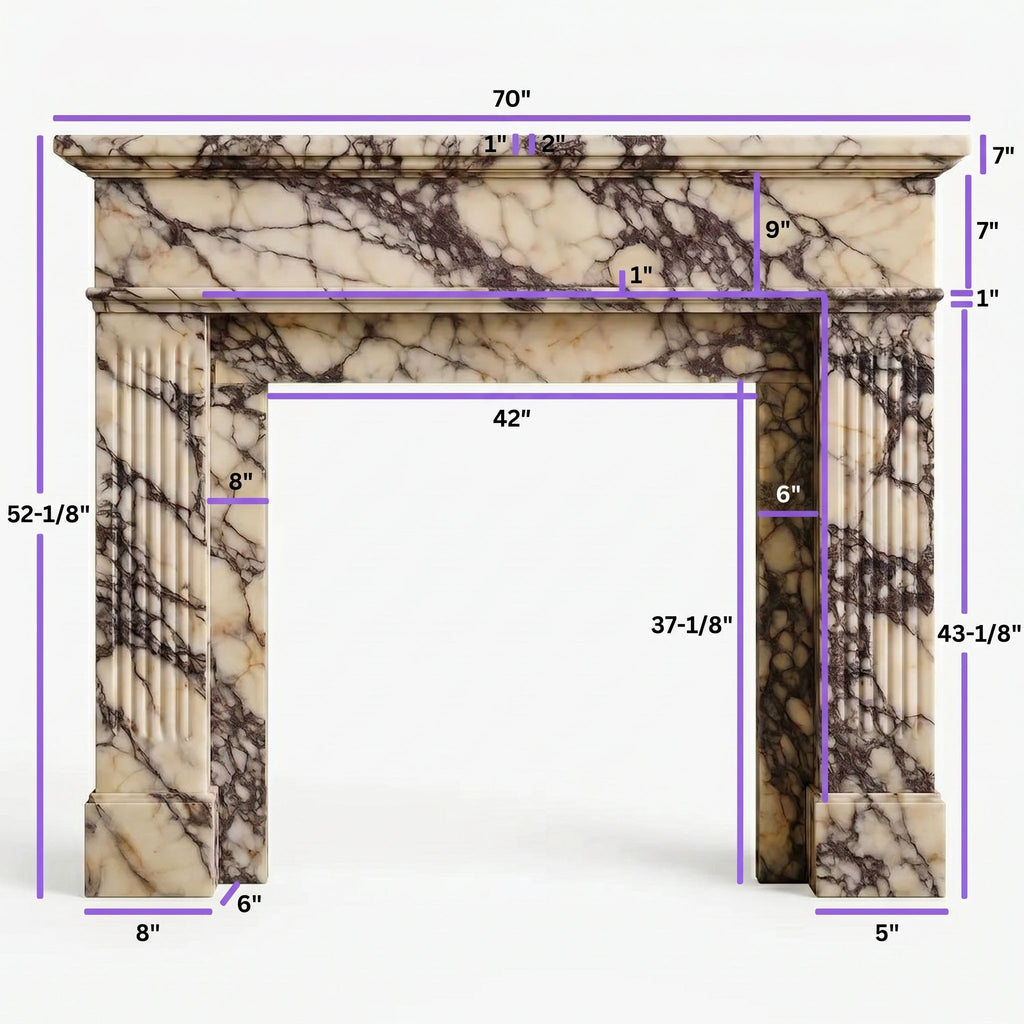 Fluted Marble Fireplace Mantel
