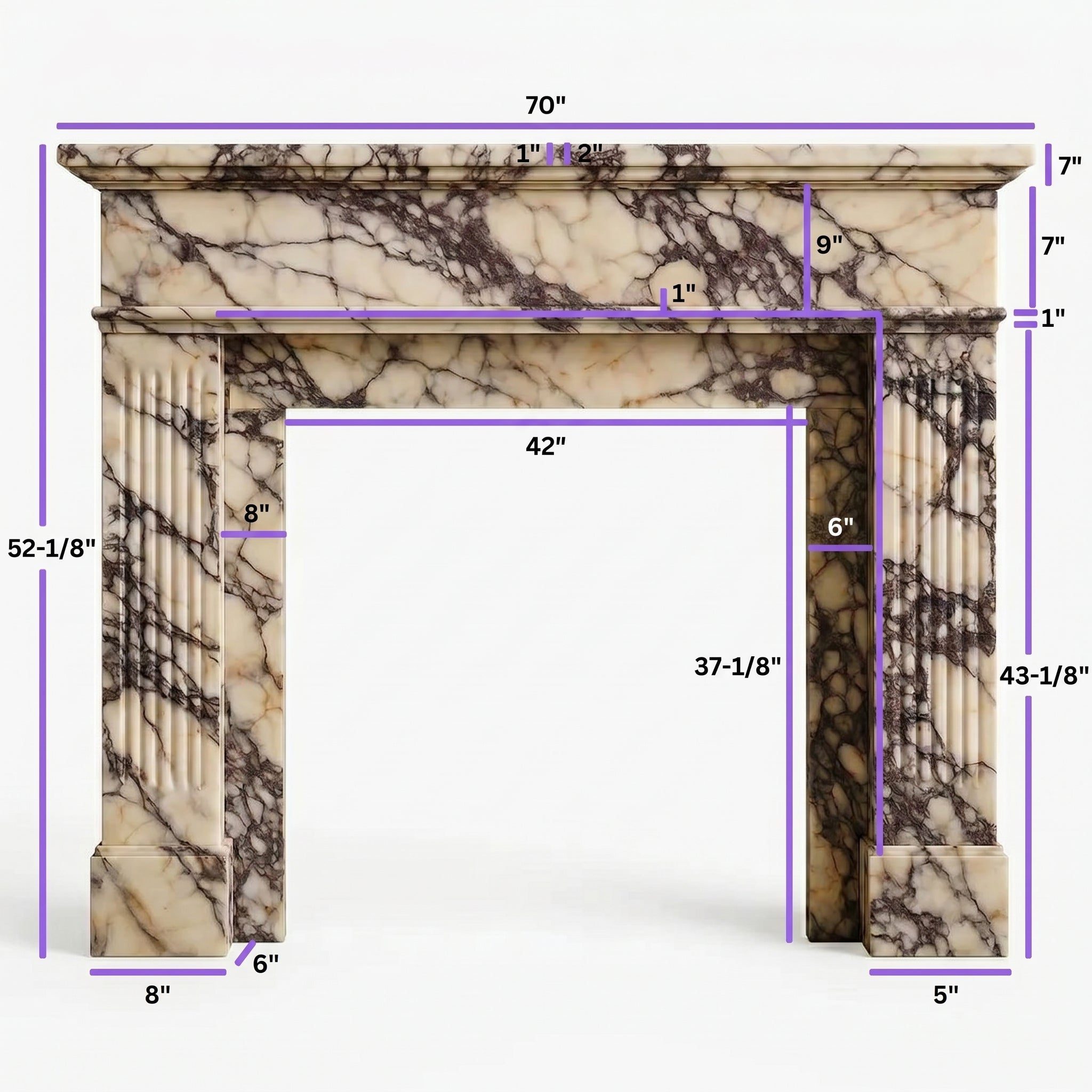Fluted Marble Fireplace Mantel