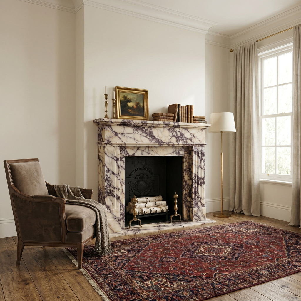 Fluted Marble Fireplace Mantel