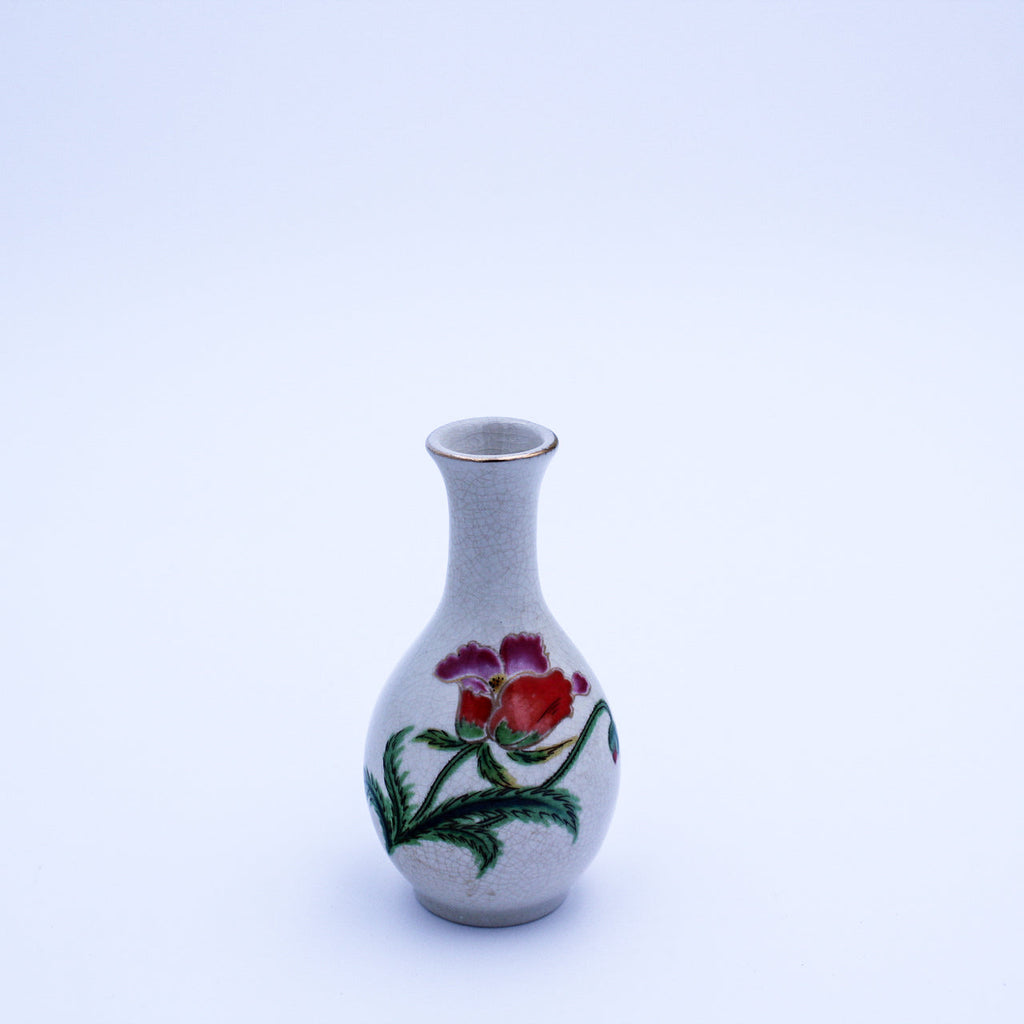 Homco Mini Porcelain Bud Vase - Floral Gold Rim