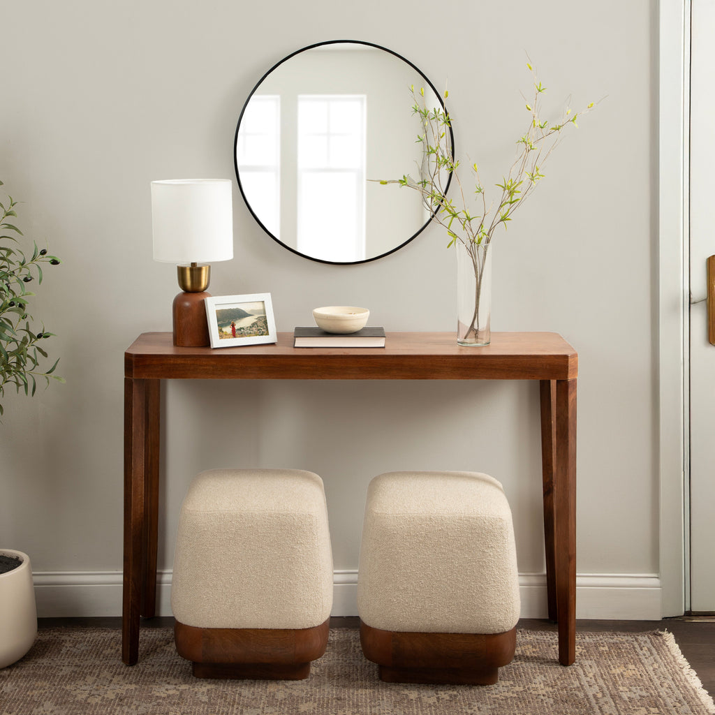 Scallop-Edge Square Ottoman