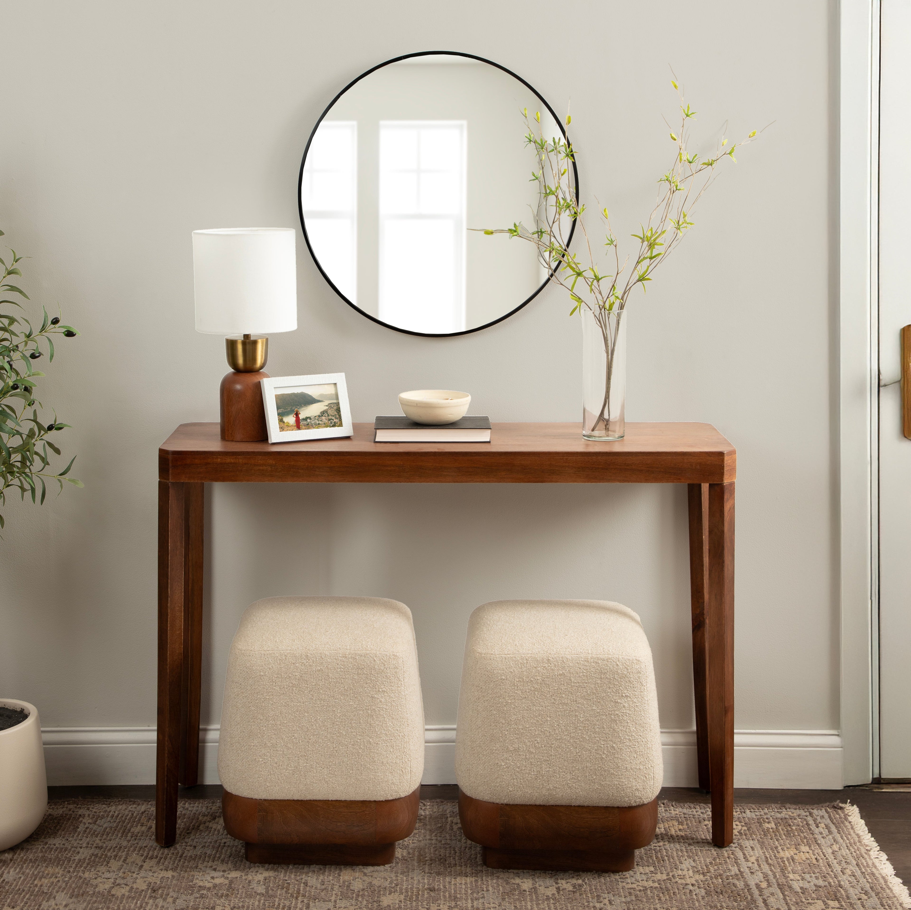 Scallop-Edge Square Ottoman