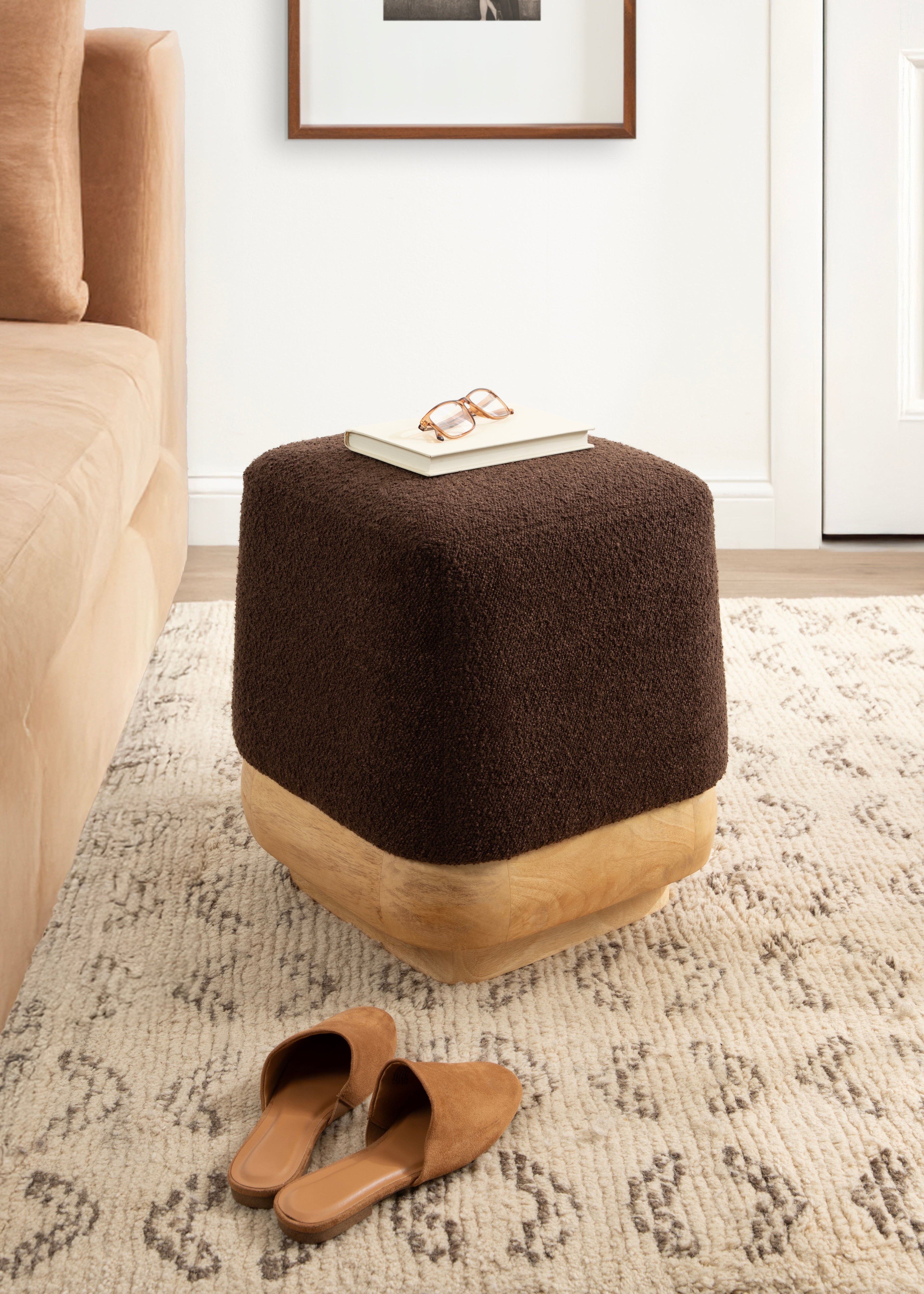 Scallop-Edge Square Ottoman